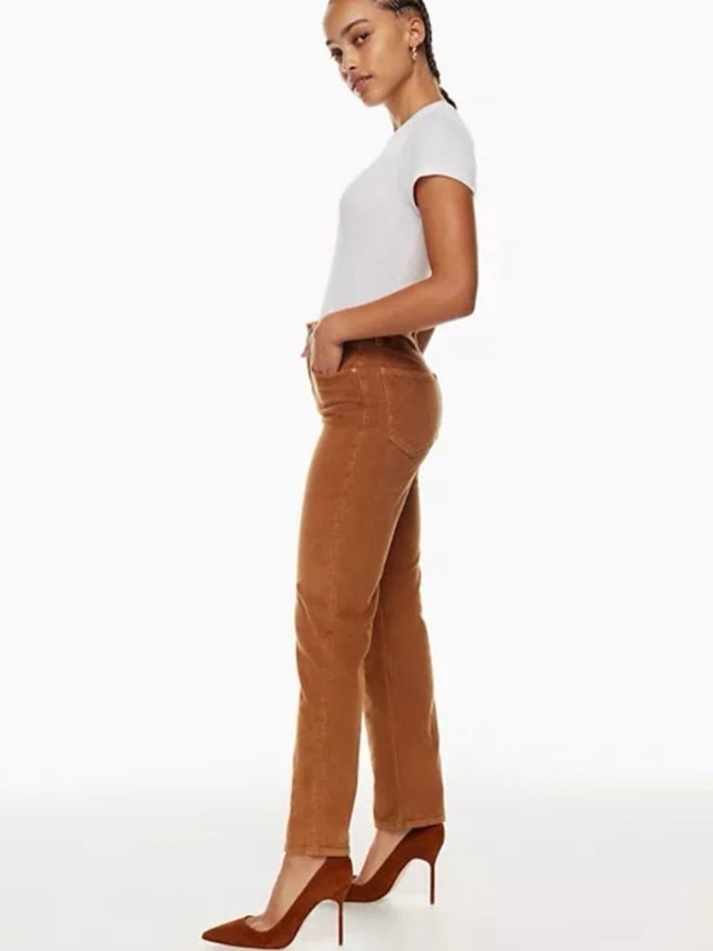 Aritzia Denim Forum The Yoko High-Rise Slim Terracotta Button Fly Jeans, 24